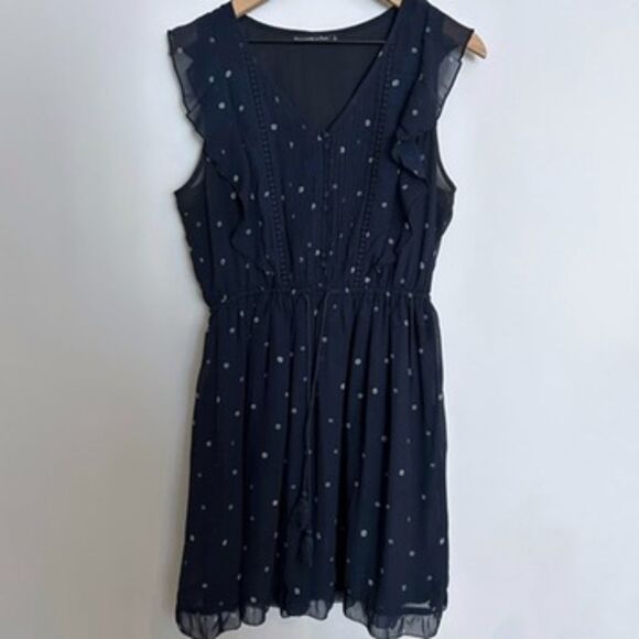 Abercrombie and Fitch Navy Blue Ruffle Dress Size Large - Picture 1 of 6